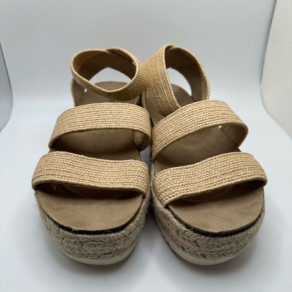 CUSHIONAIRE Women's Cork Espadrille Wedge Sandal 8 NATURAL / RAFFIA - Picture 2 of 7